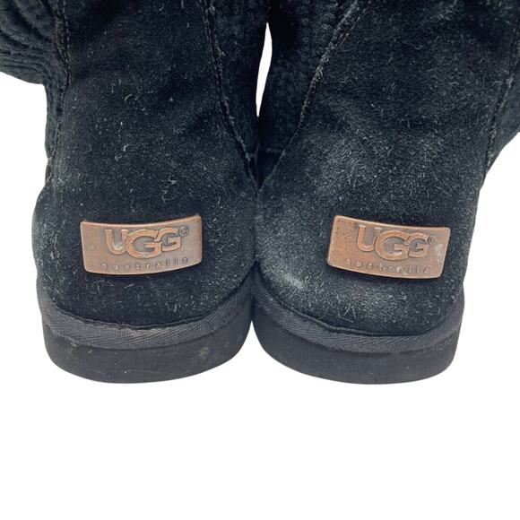 UGG Suburb Black Crochet and Suede Boots Size 6 - Picture 7 of 12